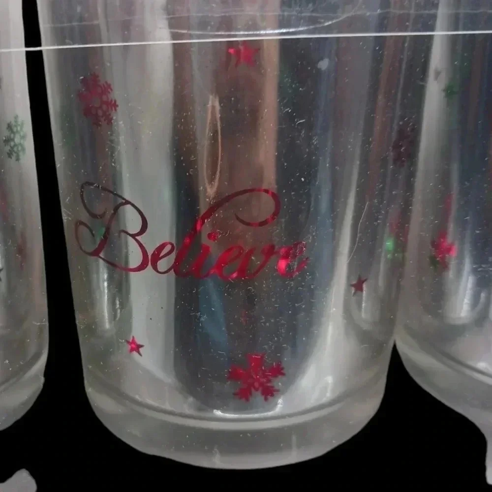 Set of 4 christmas glass votive candle holder